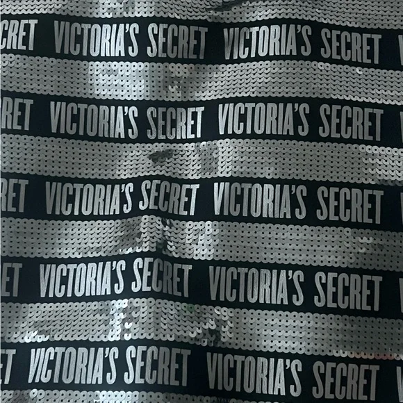 New Victoria Secret Silver Sequenced Large Black Tote With Mini Make Up Bag - Picture 6 of 6